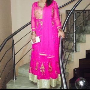Anarkali - Pink with gold